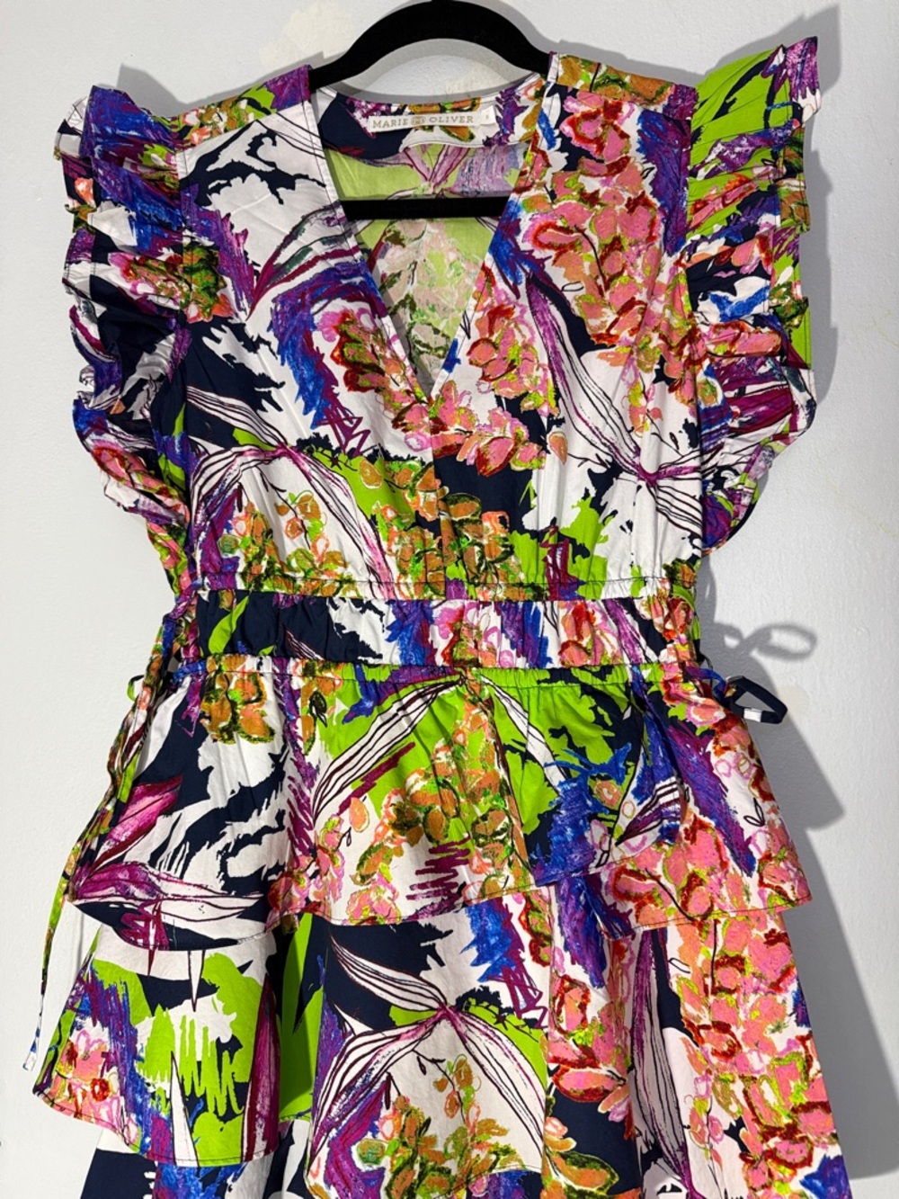Marie Oliver Multi-Color Floral Ruffle Mini Dress small - Picture 7 of 9